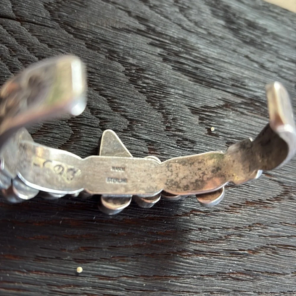 Native American Navajo Nakai sterling Multi Gemstone Silver Cuff Bracelet OS